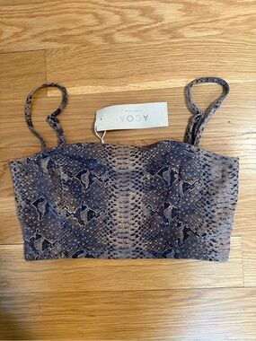🛍️ ACOA Snake-Print Crop Top in Brown and Black